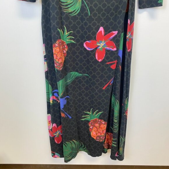 Soft Surroundings Wear Anywhere Tropical Floral Bird Faux Wrap Maxi Dress - Picture 4 of 16